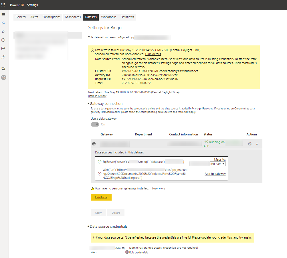 Solved: Data refresh from Excel Online file in OneDrive fa ...