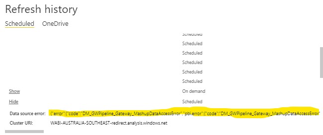 Refresh failure notice shows error in cryptic form... - Microsoft ...