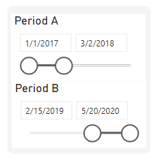 Period selection slicers on report page