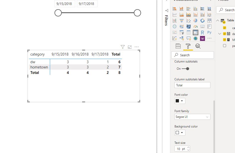 column subtotals not showing up in matrix visual - Microsoft Fabric ...
