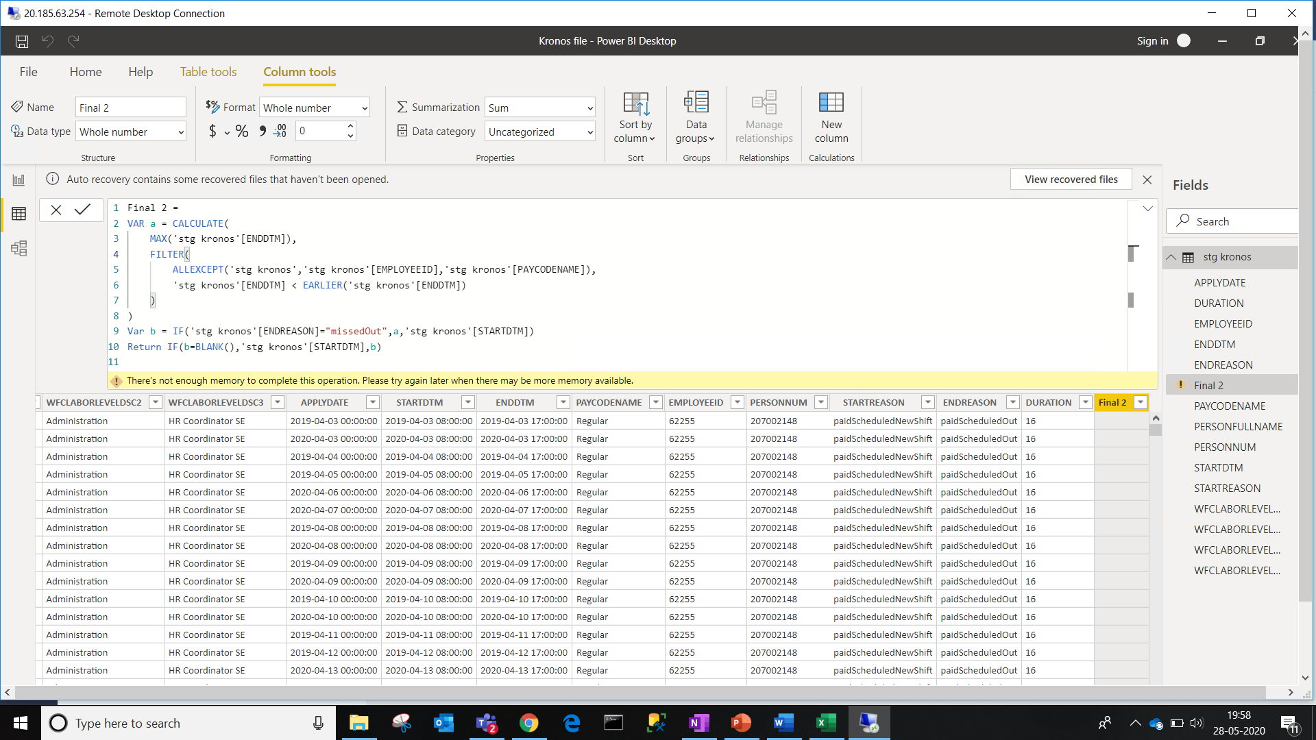 Memory error - Microsoft Fabric Community