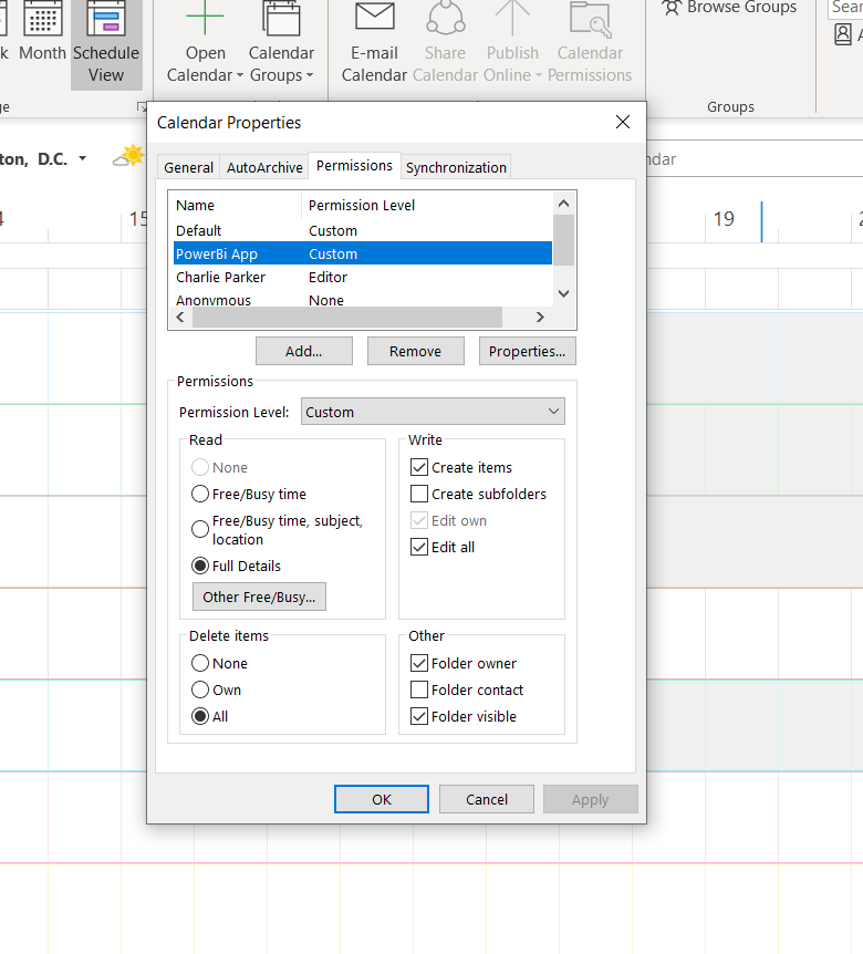 Shared Calendars of outlook connect to Power BI - Microsoft Fabric Community