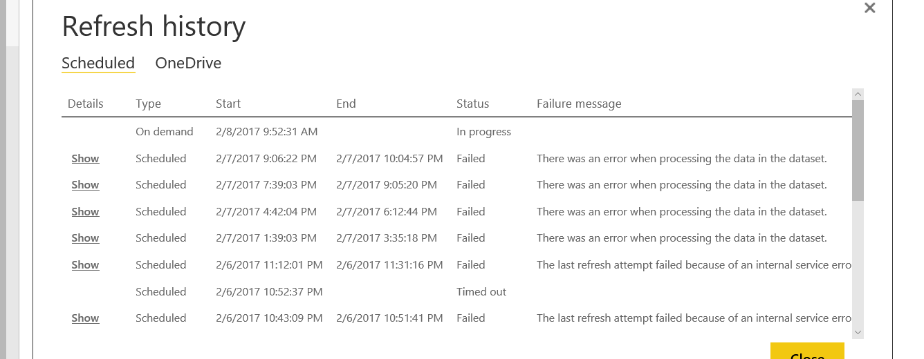 What is OneDrive-tab in Refresh History page? - Microsoft Fabric Community