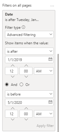 Solved: Date Slicer Does not Filter with First Date to Las ...