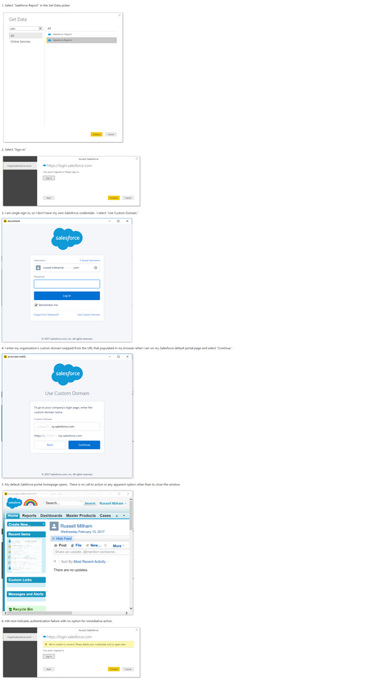 Attempt to connect to Salesforce from within a single sign-in context.
