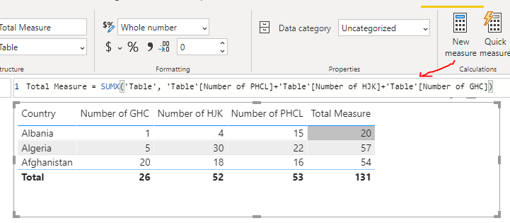 Solved: Sum of Rows in a Table with Calculated Columns - Microsoft ...
