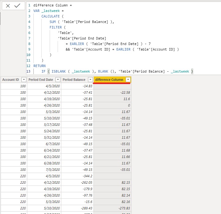 Solved: Week on week differences based on specfic field ac ...