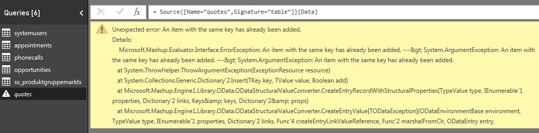 Solved: Duplicate key quote entity Dynamics CRM - Microsoft Fabric ...