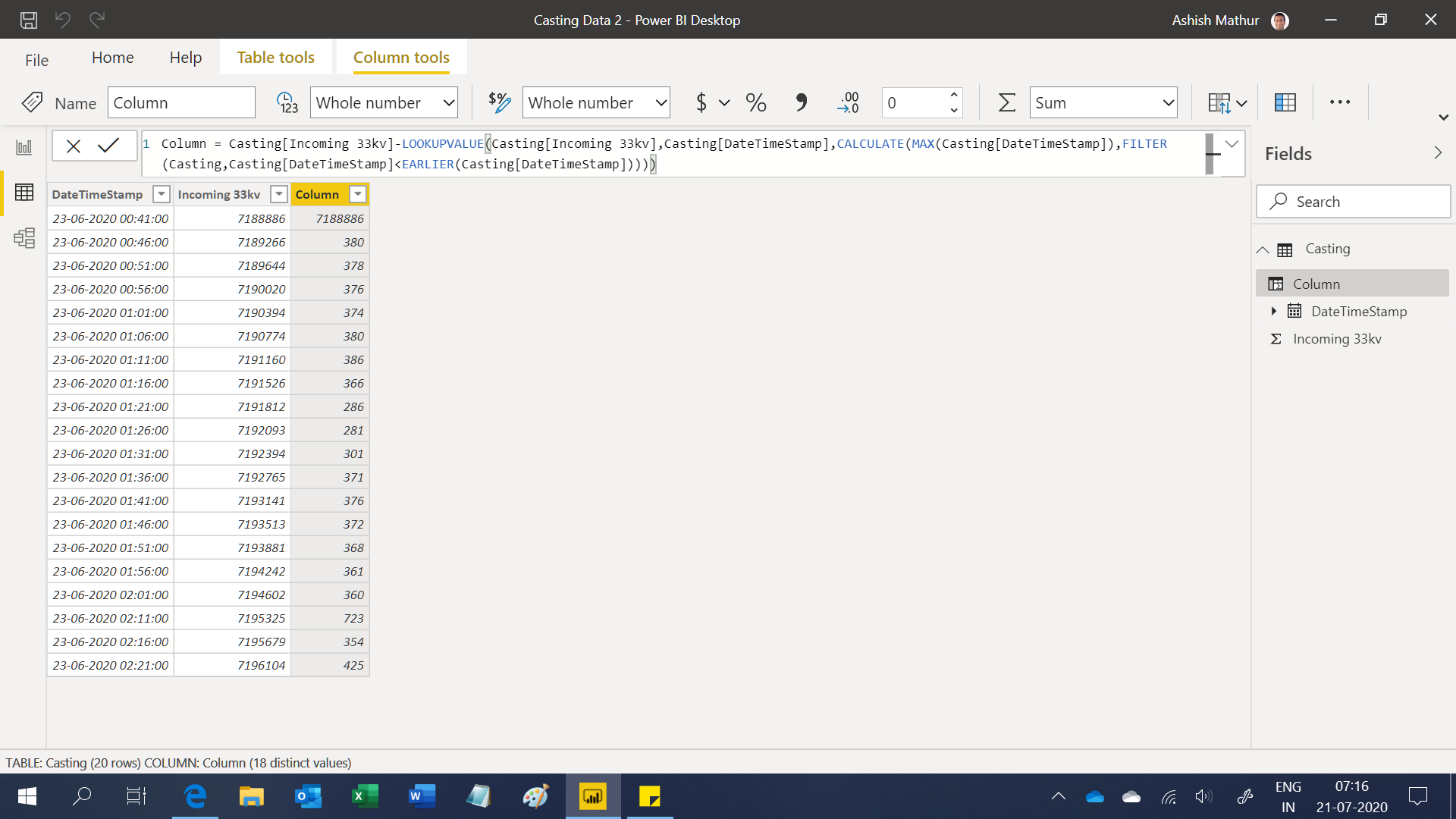 Convert cumulative data to non-comulative data - Microsoft Fabric Community