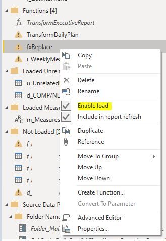 Enable load shows up as activated then the functions are in stale state