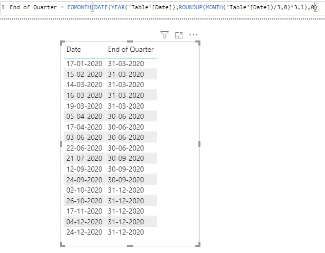 Solved: End of Quarter calculated column - Microsoft Fabric Community