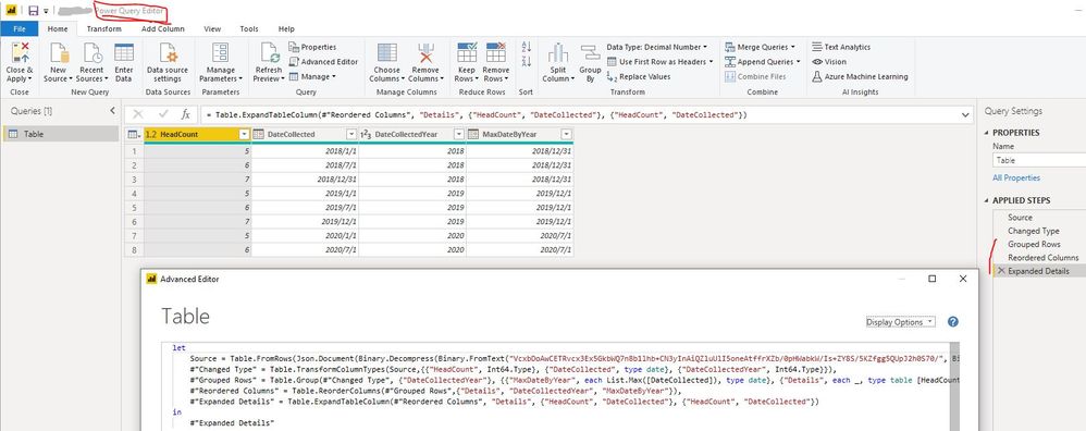 Use group by function in Power Query Editor