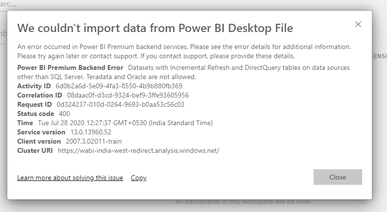 Solved: Unable to Publish Report with DirectQuery and Incr ...