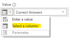 In the value's list Select a column