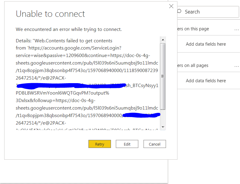 Unable to connect to Google sheets from Power BI d... - Microsoft ...