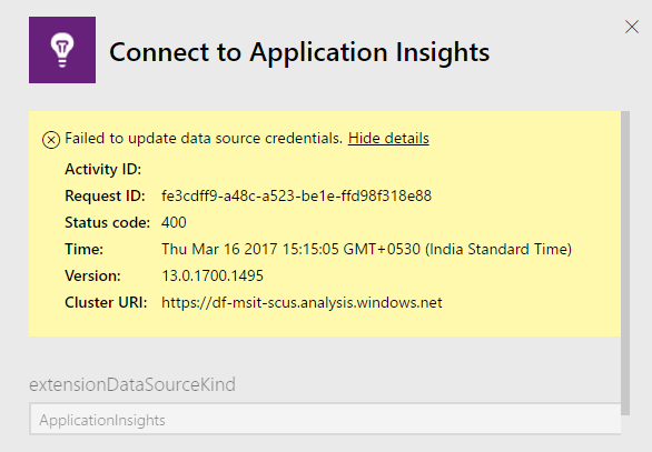 Application Insights Content Pack unable to connec... - Microsoft ...