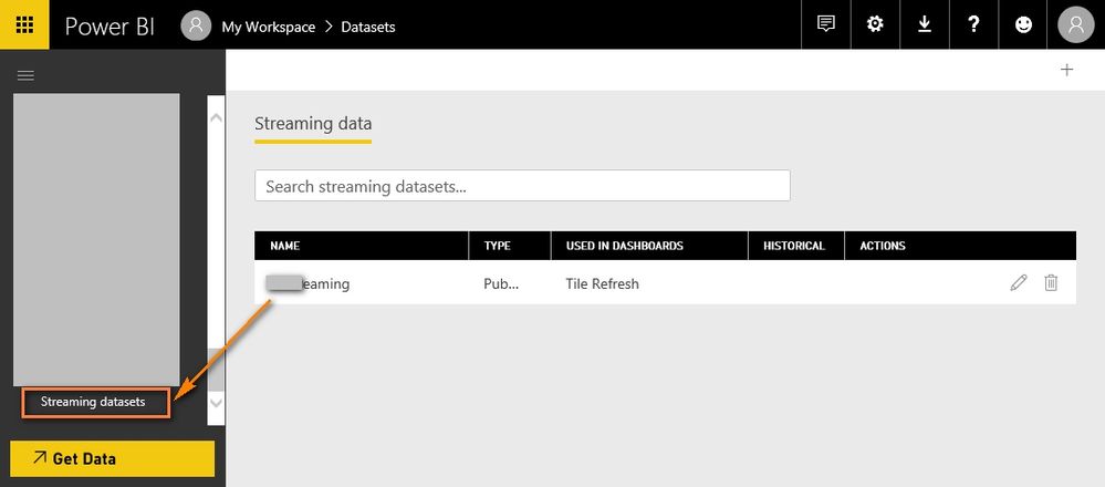 Dataset is not listed(Showing) from azure stream analytics in Power BI_1.jpg