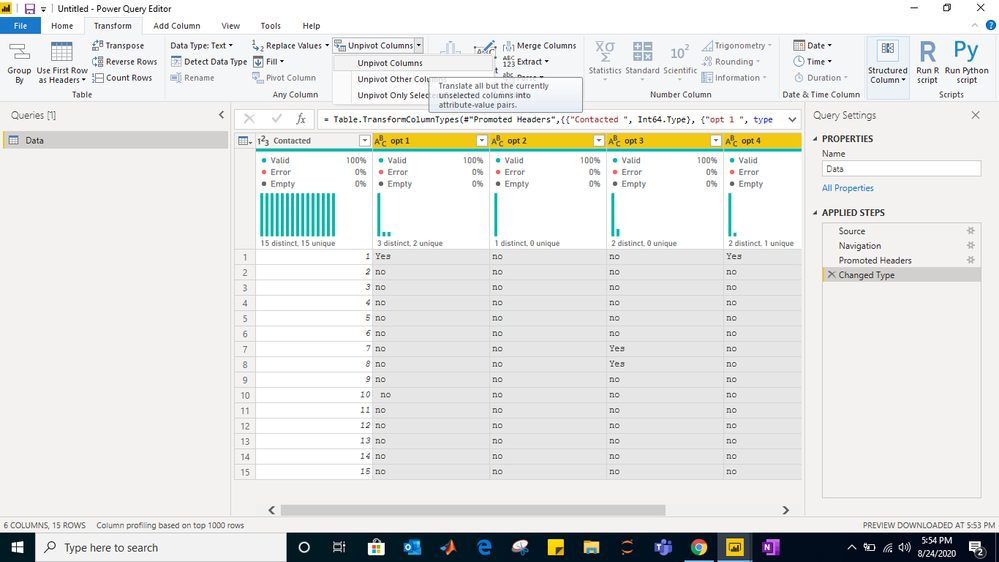 unpivot it using transform tab as shown