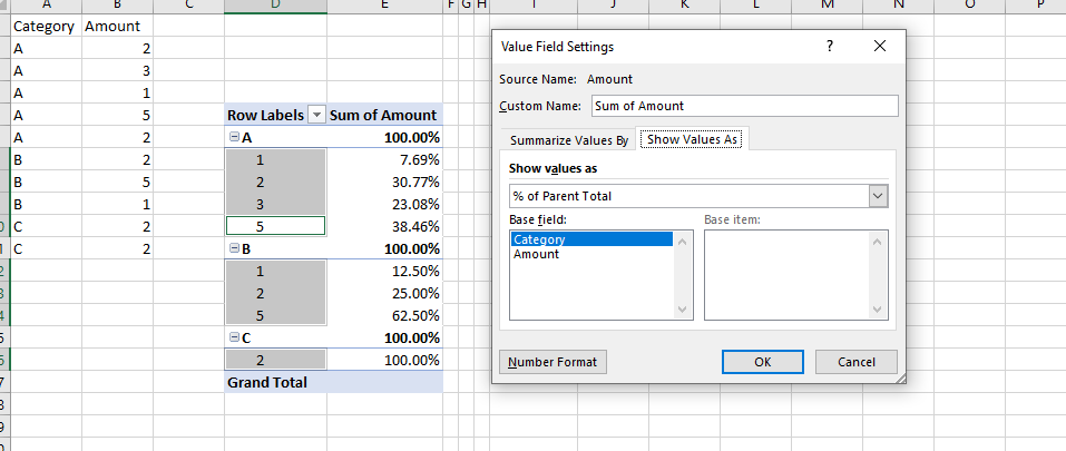 Show Percentage on Matrix but Category is 100 - Microsoft Fabric Community