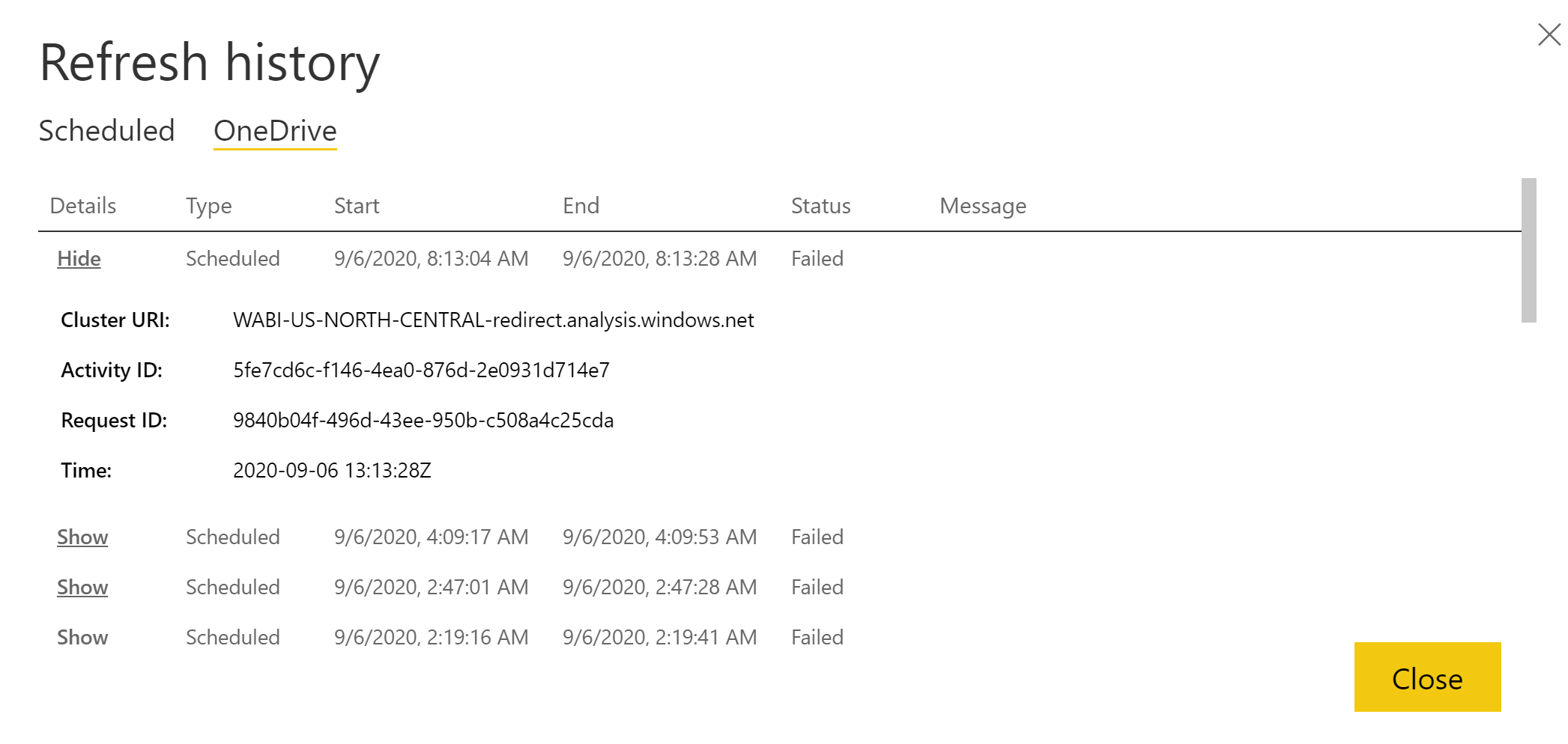 Dataset not getting refreshed from OneDrive - Microsoft Fabric Community