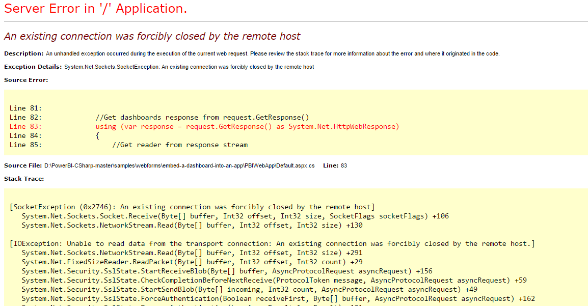 Getting Error while embedding dashboard - Microsoft Fabric Community