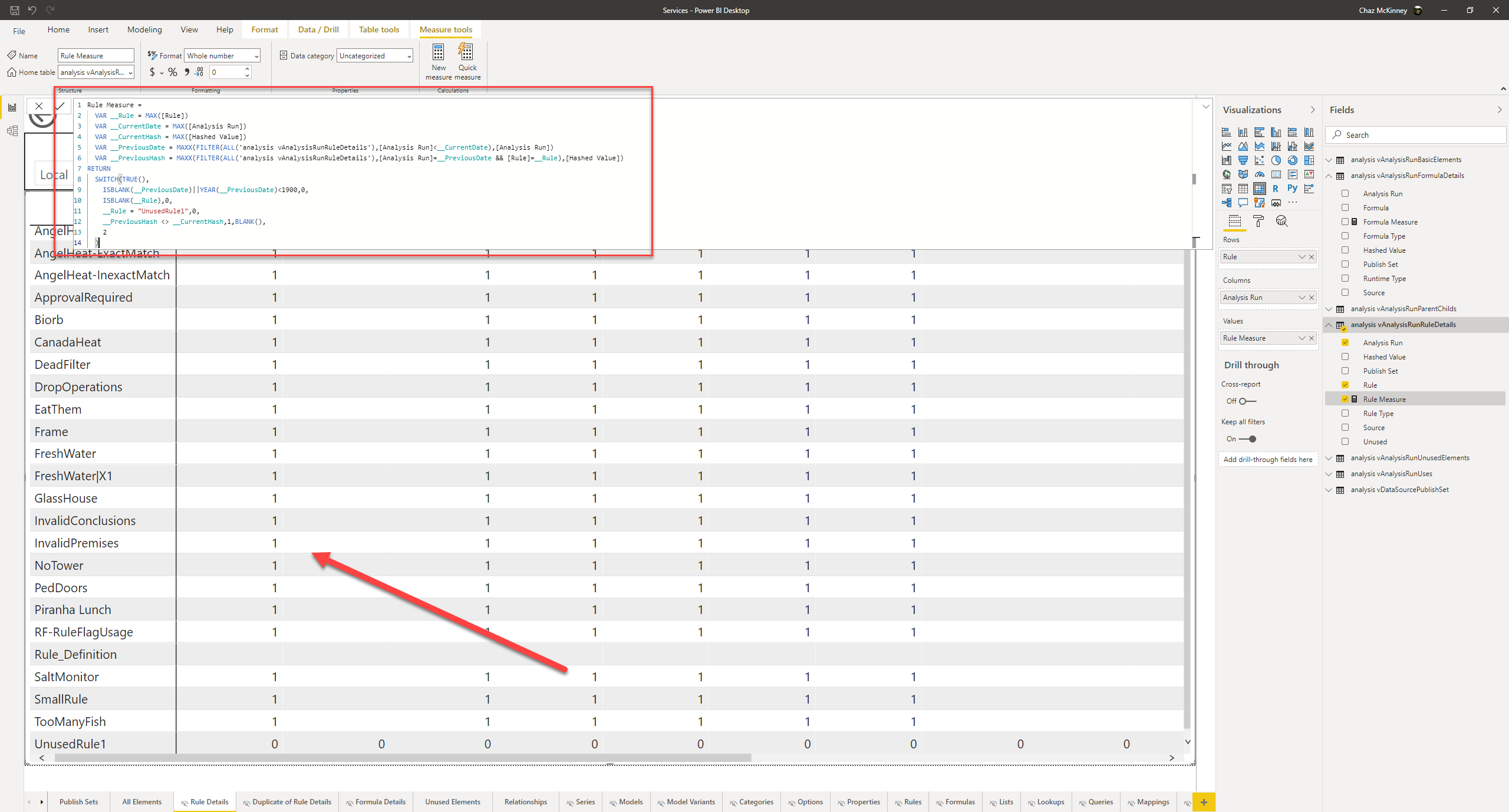 Measures applied to a matrix. - Microsoft Fabric Community