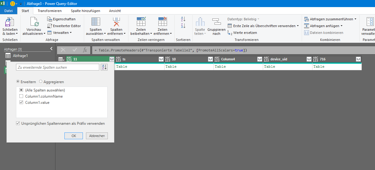 Solved: Reduce table in table to columns - Microsoft Fabric Community