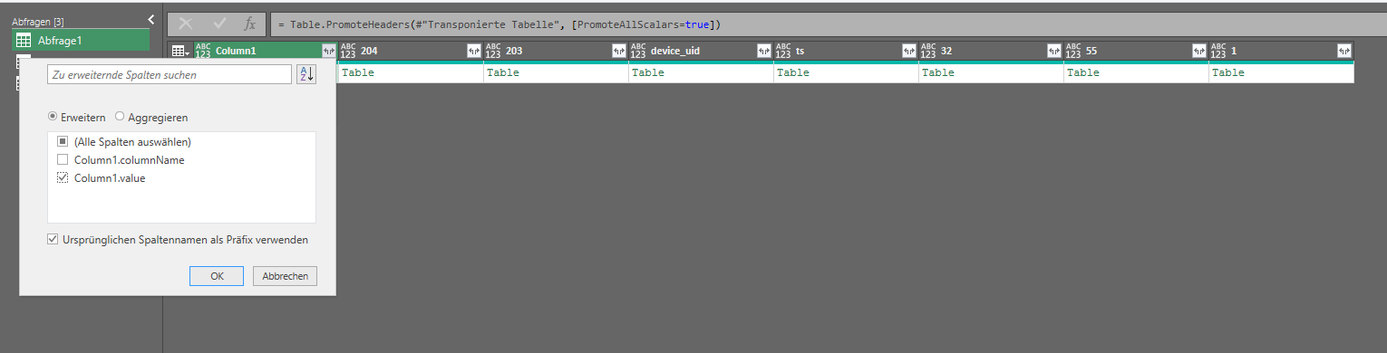 Solved: Reduce table in table to columns - Microsoft Fabric Community