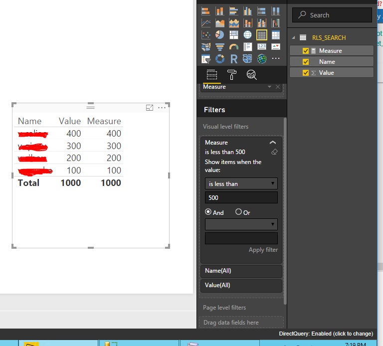 Can we use measure in visual filter in DirectQuery... - Microsoft ...