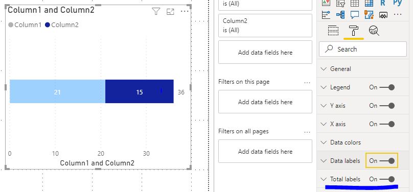 Stacked bar chart - total sum - Microsoft Fabric Community