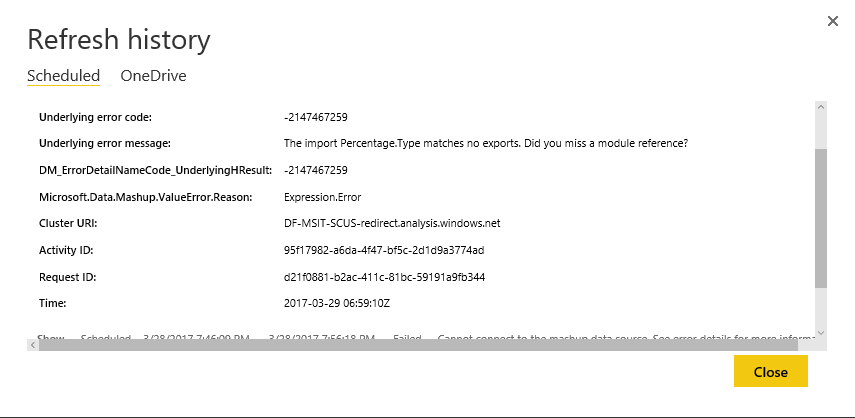 Percentage.Type Columns: Scheduled Refresh Error ... - Microsoft Fabric ...