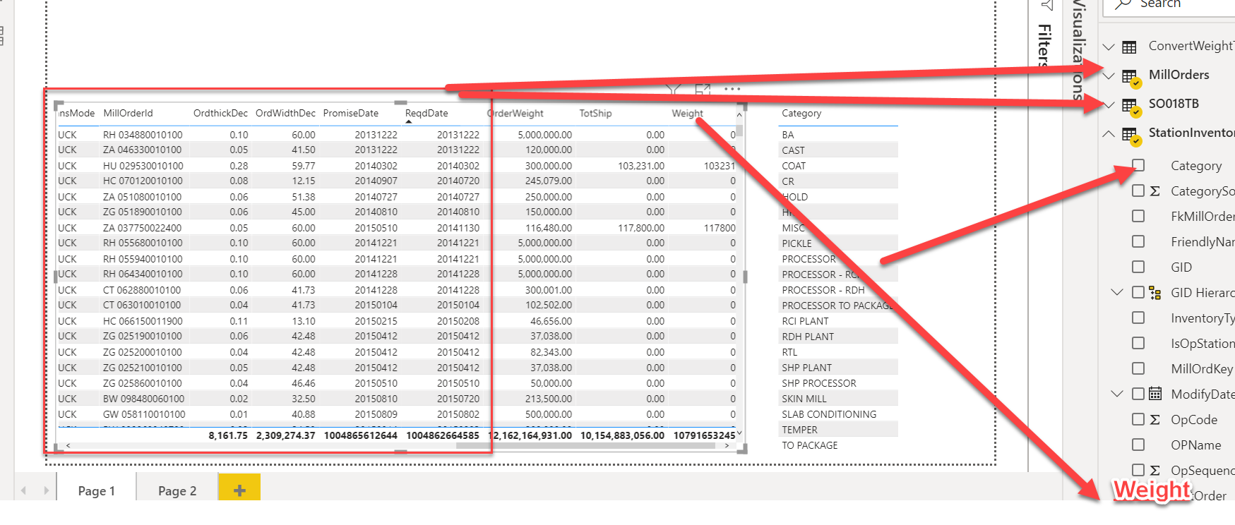 Multi columns in a matrix format - Microsoft Fabric Community