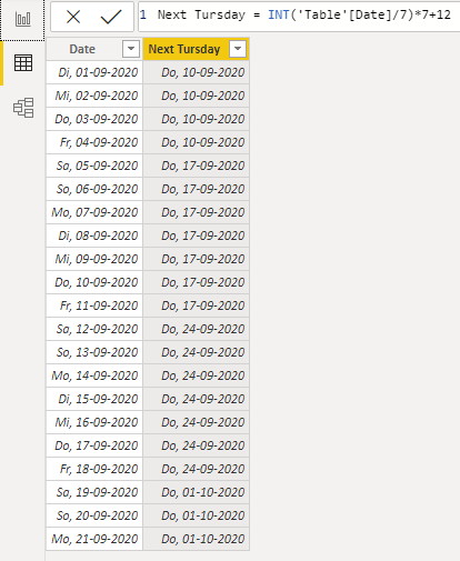Solved: How to Add column with calculated date Next Thursd ...