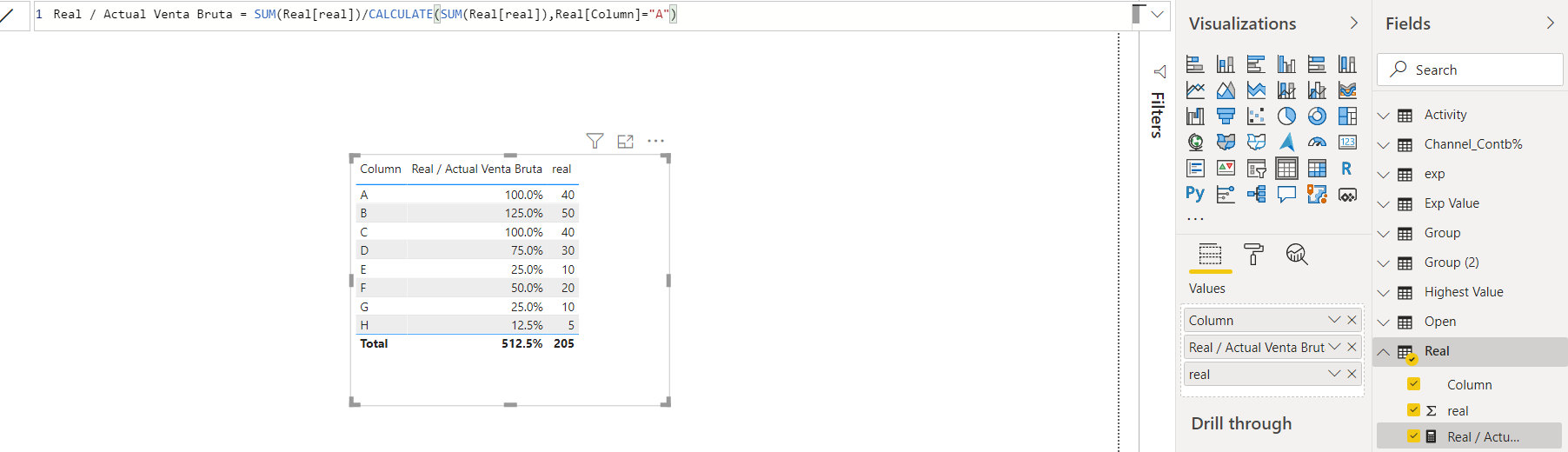 Solved: Divide table column by measure - Microsoft Fabric Community