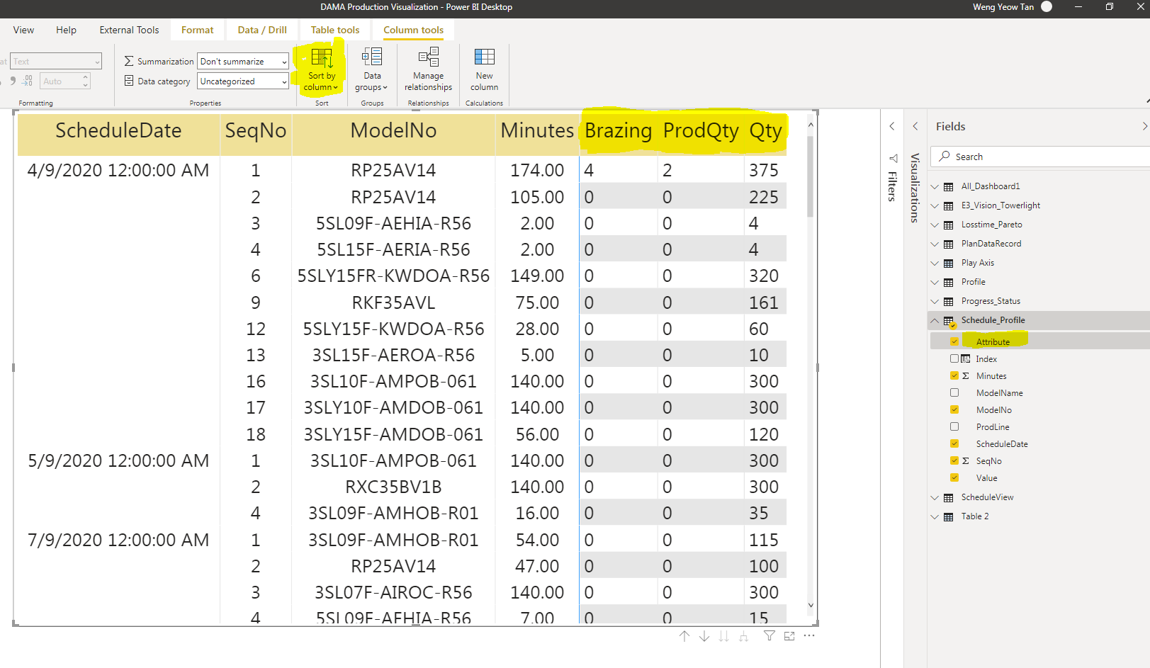 Solved: How to rearrange attributes column in Matrix - Microsoft Fabric ...