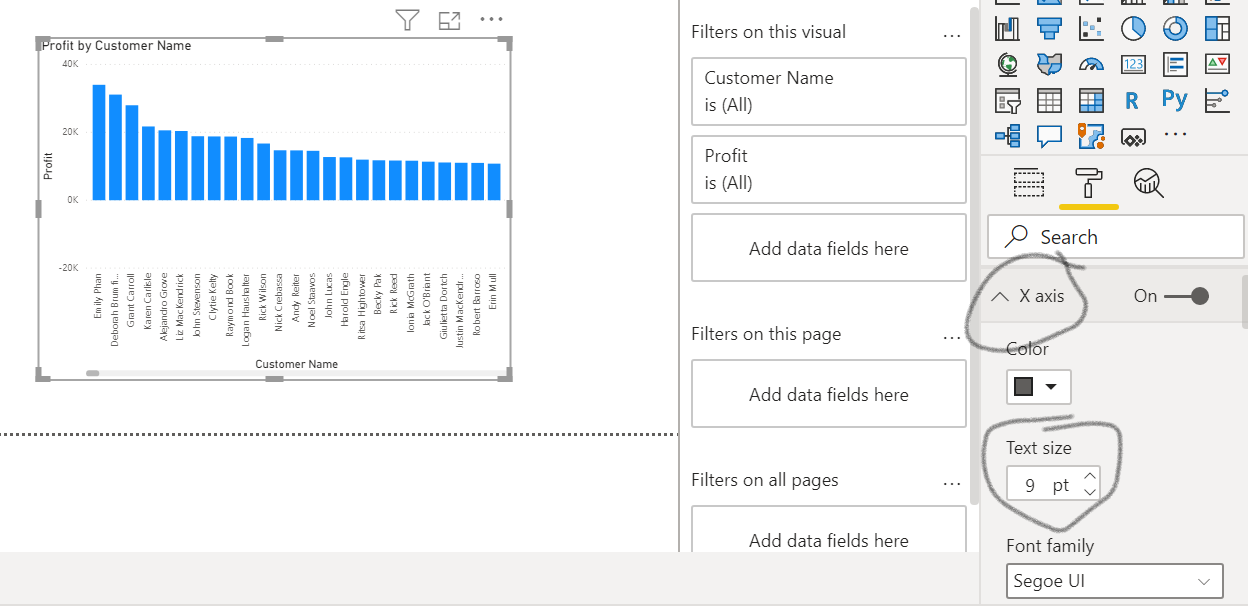 Solved: How to make my bar chart landscape ? So that label ...