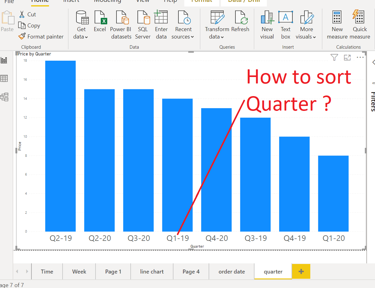 Solved: Bar chart how to sort Quarter field ? - Microsoft Fabric Community