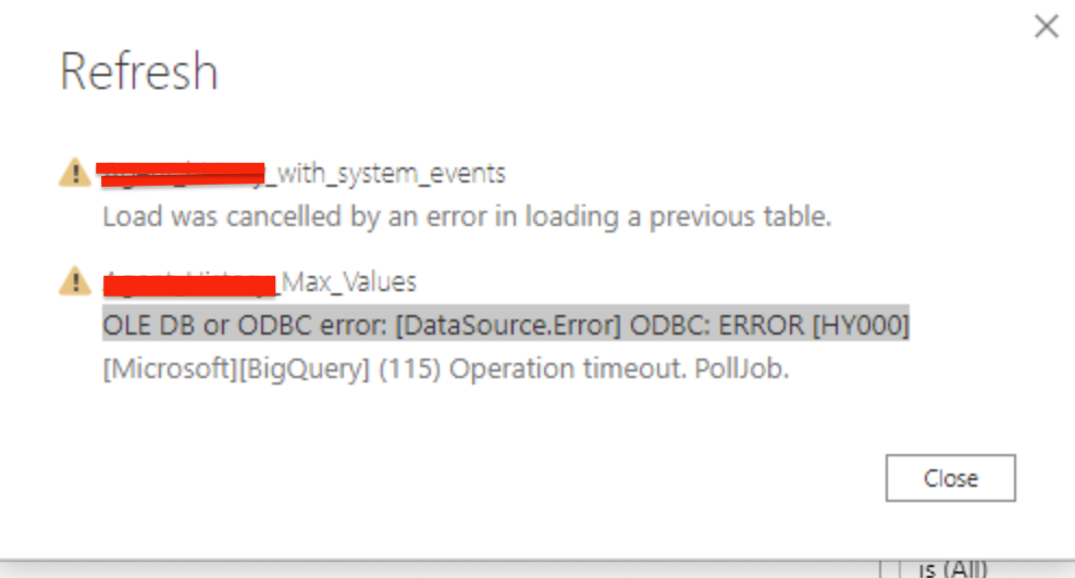 Getting OLE & ODBC error on refresh - Microsoft Fabric Community