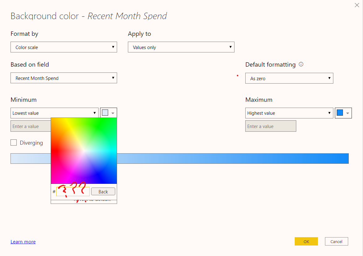 Solved: Default Hex Value Color for Lowest Value Condition ...
