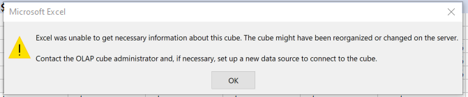 Error Refreshing Excel Connection to Dataset - Microsoft Fabric Community