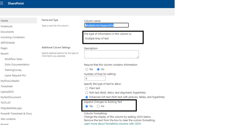 SharePoint List -MultipleLineTet-AppendExistingTextON