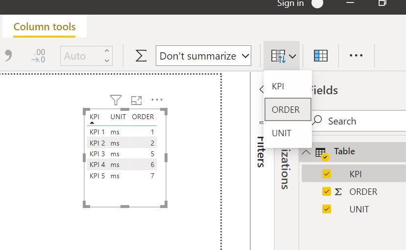 Column sorting - Microsoft Fabric Community