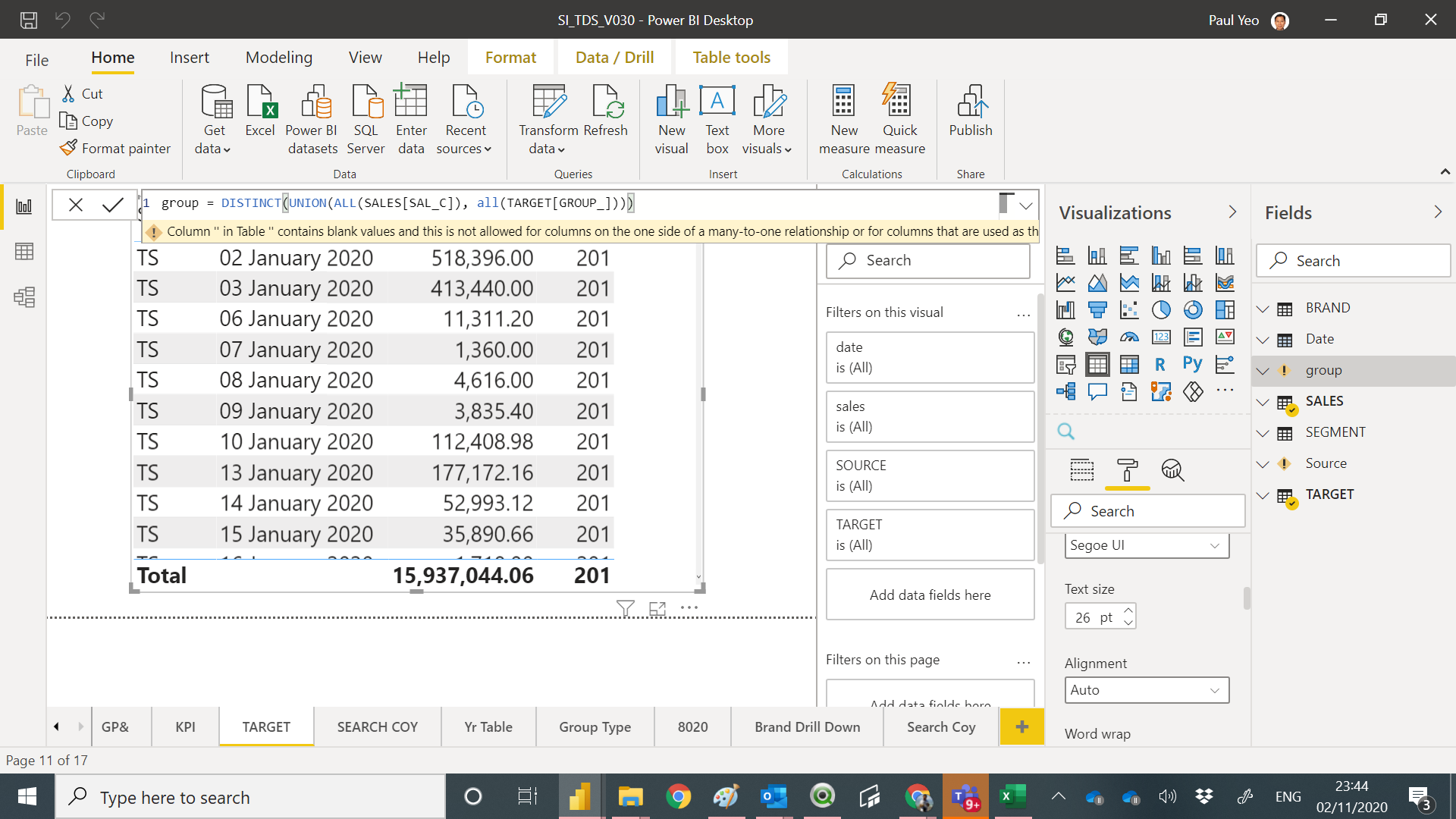 Solved: Case 967 How to link sales table with target table ...