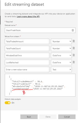 B) Screenshot of  Power BI - Data set field definition