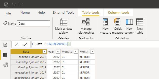 create date table