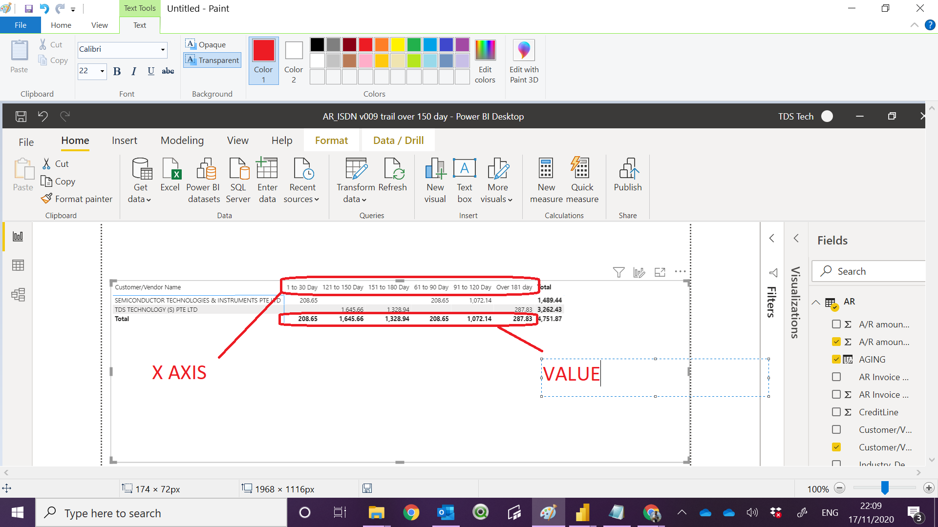 Solved: How to plot AR chart 1-30 , 31-60 vs Total AR Amou ...