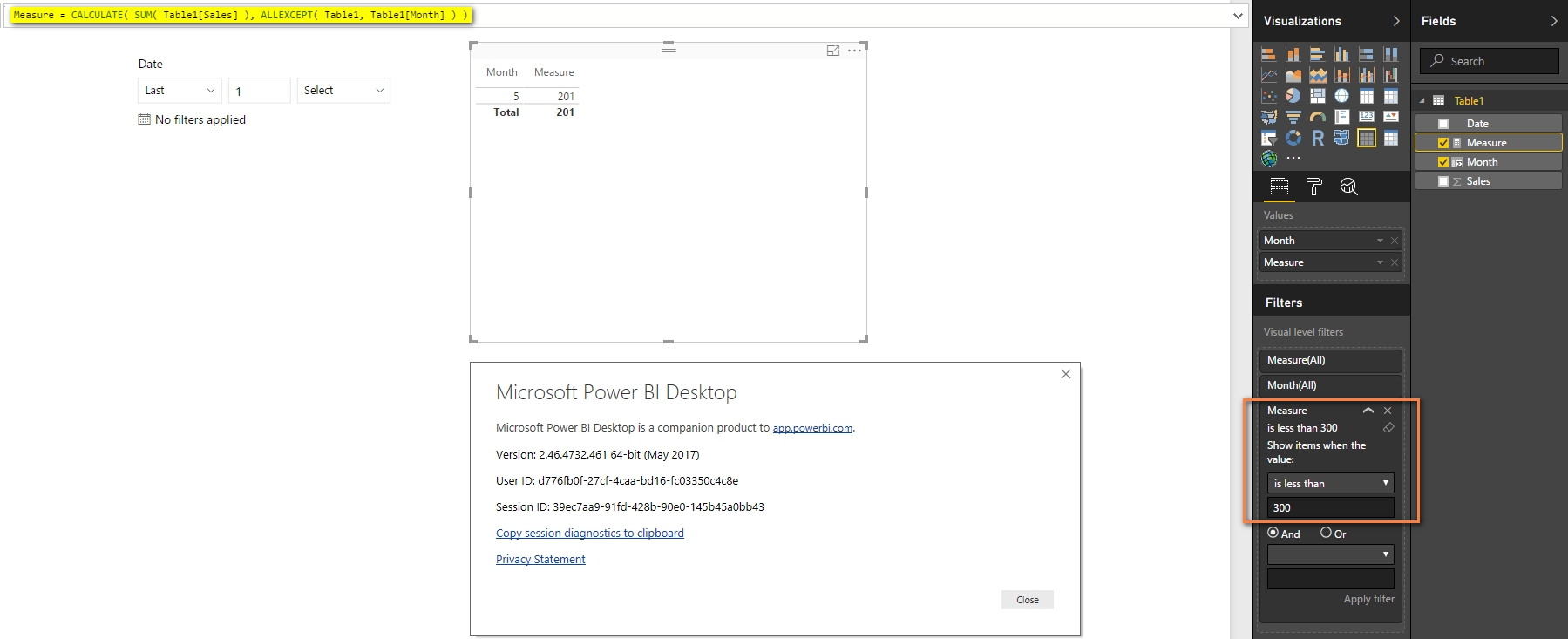Measure is not working in Visual Level Filter afte... - Microsoft ...