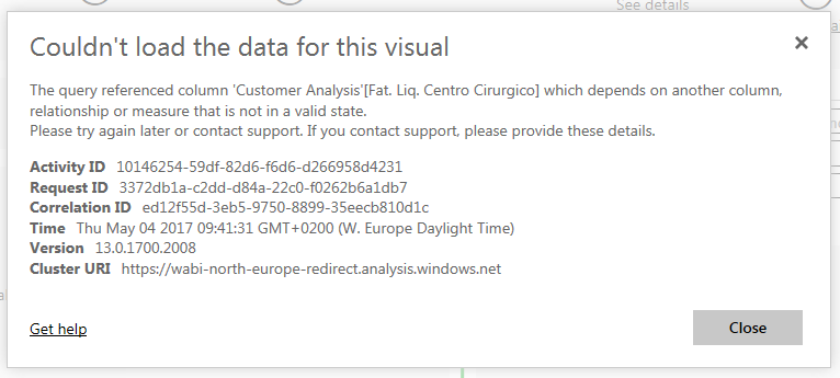Couldn't load the data for this visual - The query... - Microsoft ...