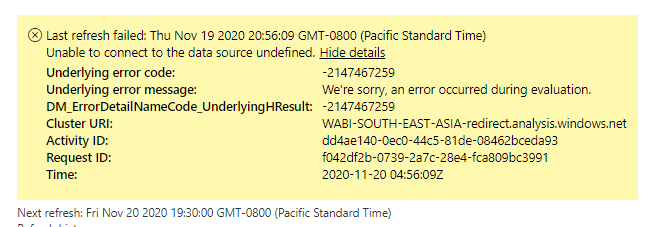 Refresh Failure ; Unable to connect to the data so... - Microsoft ...