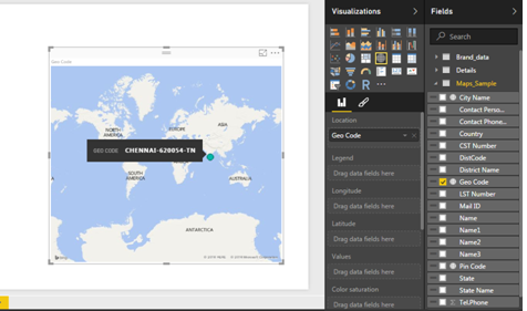 Power BI Map showing a single data point on the map(instead of 40 required points) with the calculated field "Geo Code"